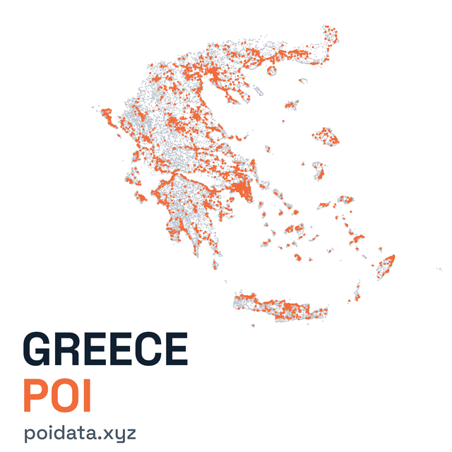 Greece Points of Interest: 397K Places with Brands and Listed Tickers