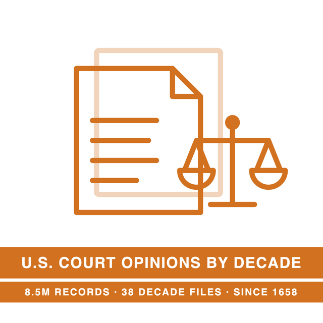 U.S. Court Opinions by Decade 8.5M Records in 38 Files (1658 to 26Q1)